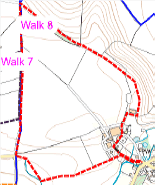 Map showing route of Walk 1